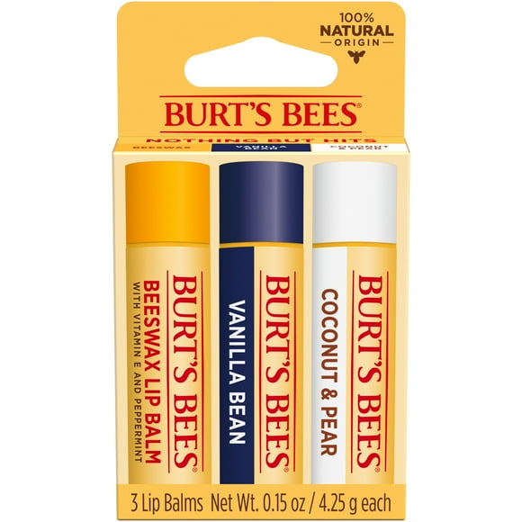 Burt's Bees 100% Natural Origin Moisturizing Lip Balm, Nothing But Hits, 3 ct