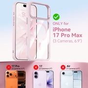 GAOBAO Magnetic Clear Case for iPhone 17 Pro Max, Compatible with MagSafe, Shockproof Bumper with Camera Control Button Cutout, Anti-Yellowing Slim Cover, Pink
