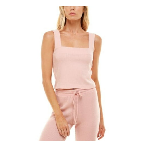 ULTRA FLIRT Womens Pink Ribbed Sleeveless Square Neck Tank Top M