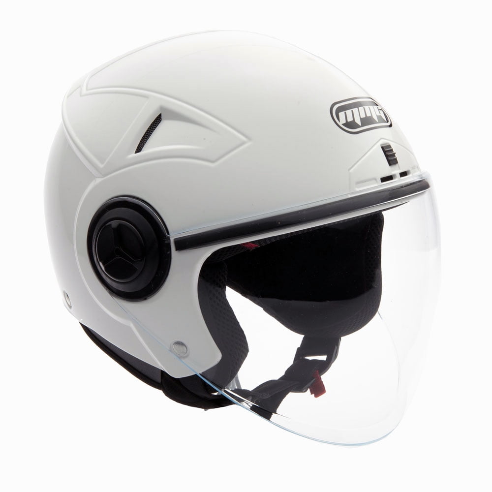 Model 20 MMG Flip Up Clear Visor Motorcycle Open Face Helmet DOT Street Legal XL, White 
