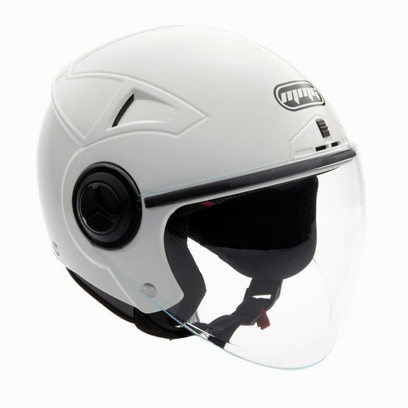 MMG Motorcycle Open Face Helmet DOT Flip-Up Visor Gloss White (Large) Model 28