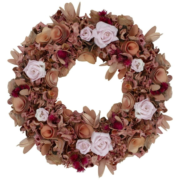 Northlight Floral Leaf Artificial Spring Wooden Wreath, 13" (Multi-color)