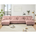 thumbnail image 3 of Gewnee Oversize Luxury Modular Pink Chenille Deep Seat 4-Seater Sectional Sofa Couch With 2 Convertible Ottomans,U Shaped Couch for Living Room, 3 of 14