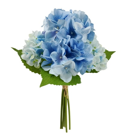 Mainstays 15in Indoor Artificial Hydrangea Bundle, Blue Color, Artificial Hydrangea Plant.