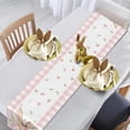 thumbnail image 2 of Easter Table Runner, Pink Buffalo Plaid Bunny Ears Flower Linen Table Runner,Kitchen Decor Dining Table Settings 13x72 Inch, 2 of 6