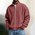 thumbnail image 2 of Eiyaclvo Zip Up Sweatshirt for Men No Hood Waffle Knit Jacket Full Zip Stand Collar Long Sleeve Fall Sweatshirt Jackets S, 2 of 7