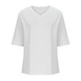thumbnail image 6 of Uaswgudfs Women's 2025 Summer Oversized Blouse-Tee - V-Neck Solid Color Short Sleeve Tunic Top with Curved Hem Detail & Relaxed Fit, 6 of 6