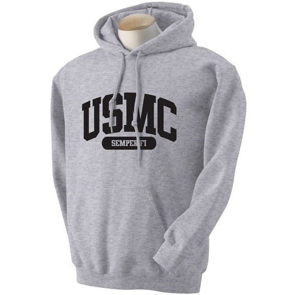 USMC Semper Fi Athletic Marines Hooded Sweatshirt in Gray