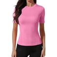 thumbnail image 2 of Women's Workout Tops Dry Fit T Shirts Athletic Short Sleeve Gym Shirts for Women,Running Yoga Active Tees Pink S, 2 of 5