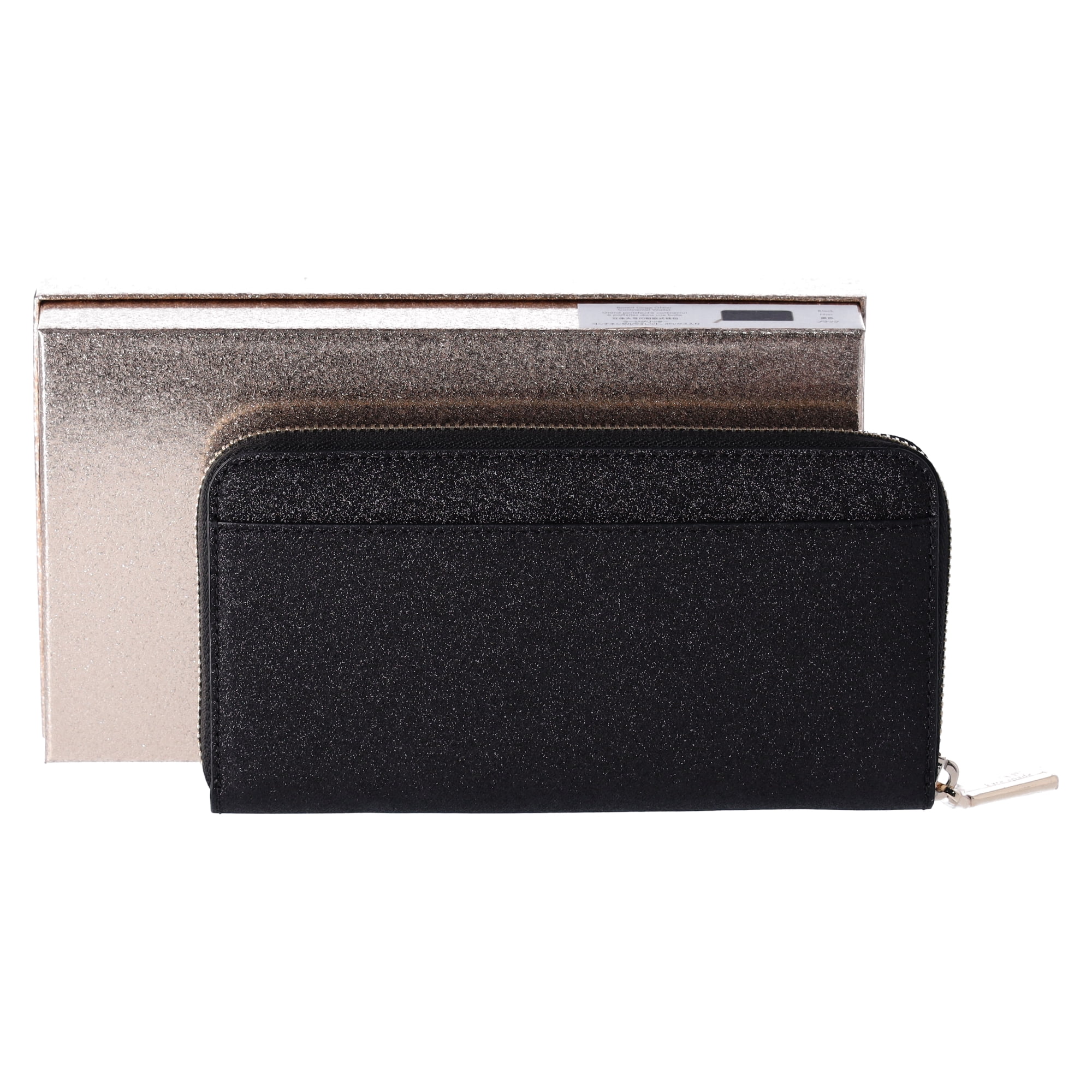 Kate Spade Shimmy Tinsel Glitter Boxed Large Continental Wallet Black Glitter