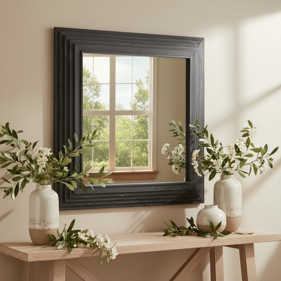 Kare Mirror Black Wall Decor, Modern Style, Hangs vertically, Fir Wood, Decor Mirrors