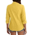 thumbnail image 4 of Siminsem Womens Loose Long Sleeve Shirt Fashionable Elegant Top for Daily Casual Wear Lightweight Flowy Blouse Spring Fall, Yellow, L, 4 of 7