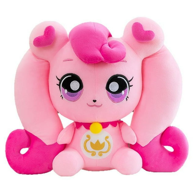 Muñeca de peluche con dibujos animados de 35 cm con ojos grandes y detalles de corazón