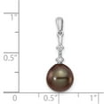 thumbnail image 2 of 14k White Gold 8-9mm Teardrop Saltwater Cultured Tahitian Pearl .04ct Diamond Pendant Necklace Pendant for Women, 2 of 2