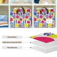 thumbnail image 4 of Yayeee Foldable Storage Basket for Shelves with Handles Set of 2 Waterproof Cloth Bins, Red Retro Shapes, 4 of 7