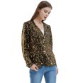 thumbnail image 3 of Women's Casual Sparkle Sequins Blazer Jacket Party Wedding Open Front Shiny Coat, Gold, X-Large, 3 of 5