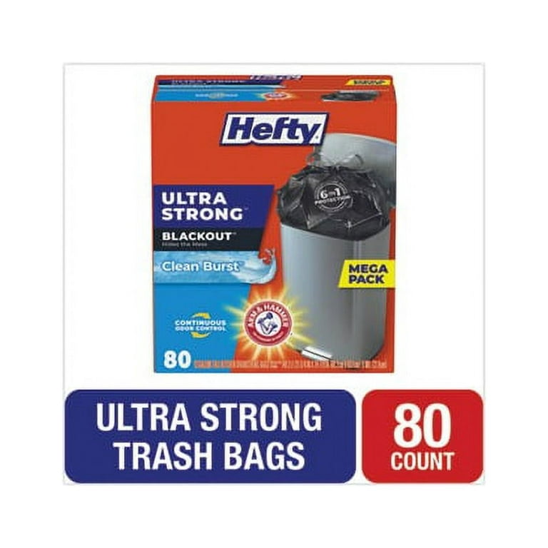 Hefty Ultra Strong 13 Gallon Scented Kitchen Trash Bag, 23.75 x 24.88,  Low Density, 0.9 mil, Citrus Twist, Black, 80 Bags/Box