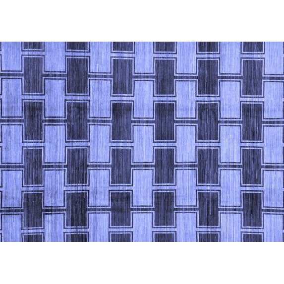 Ahgly Company Machine Washable Indoor Rectangle Abstract Blue Modern Area Rugs, 7' x 10'