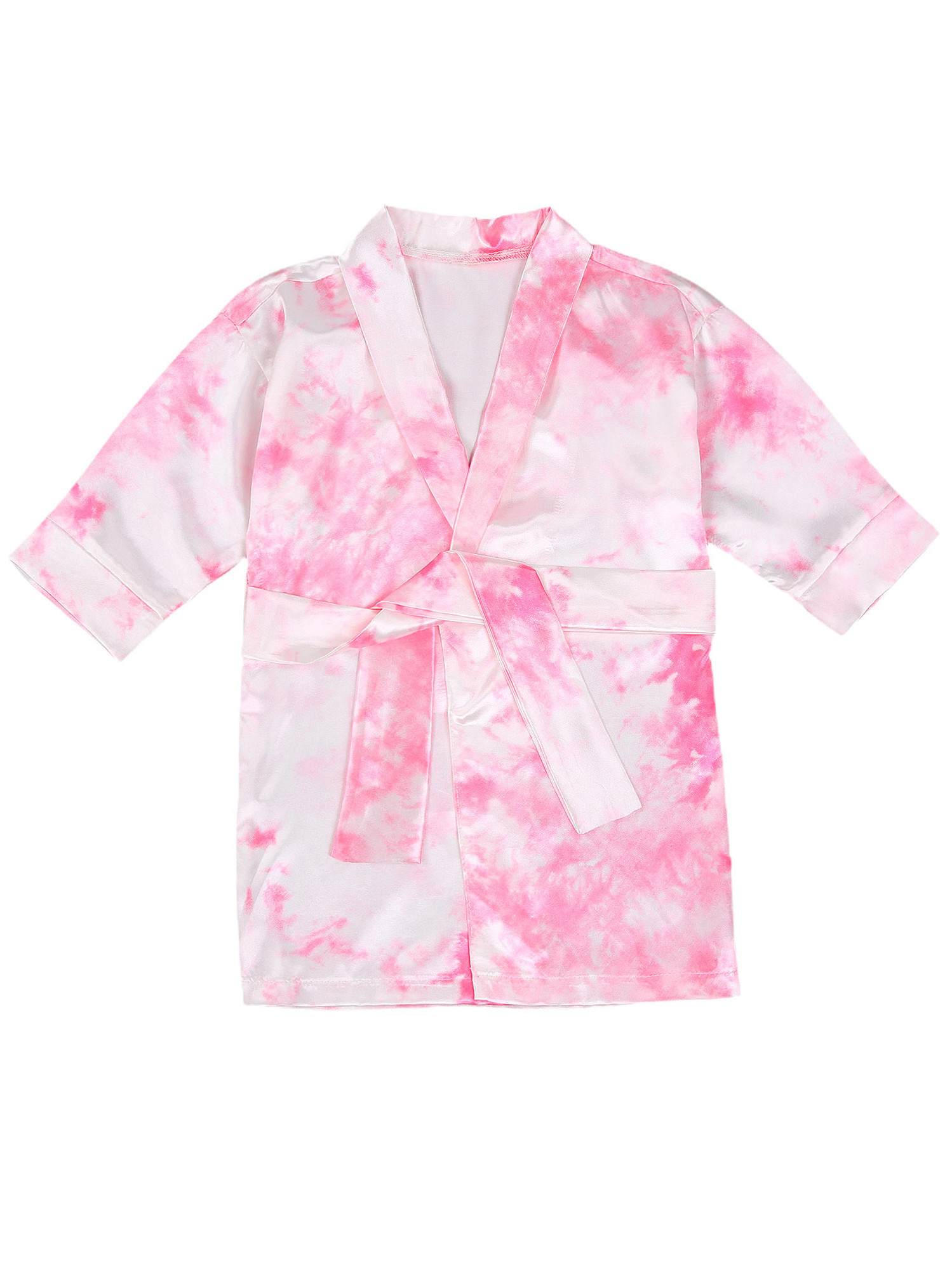 Aunavey Baby Girl Silk Satin Gown Sleepwear Plain Kimono Robe Toddler Kids Nightwear - image 1 of 6