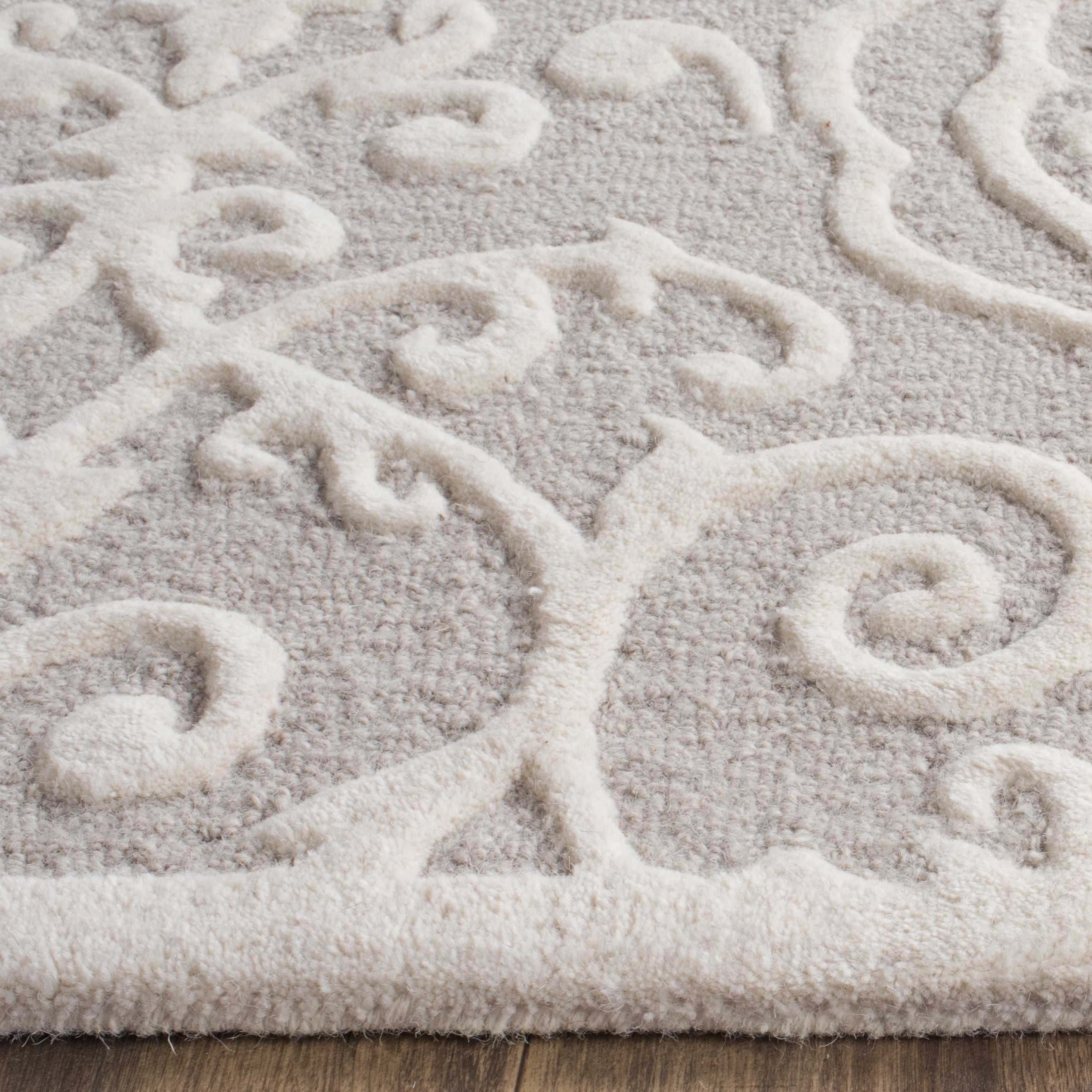 SAFAVIEH Martha Stewart Marais Geometric Damask Runner Rug, Whetstone Grey, 2'3" x 10'