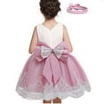 thumbnail image 4 of Flower Girl Dress Size 7 Girls Sleeveless Floral Lace Tulle Dress with Headband 3-9 Years Old Bowknot Princess Gown, Purple, 5 Years, 4 of 4
