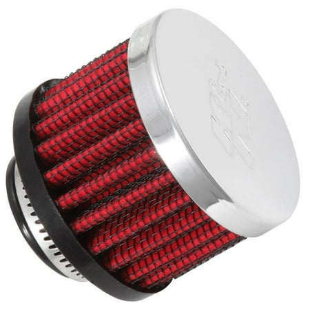 Chrome Crankcase - K&N Engineering 62-1360 Rubber Base Crankcase Vent Filter - 3/4in. Flange - Chrome End Cap