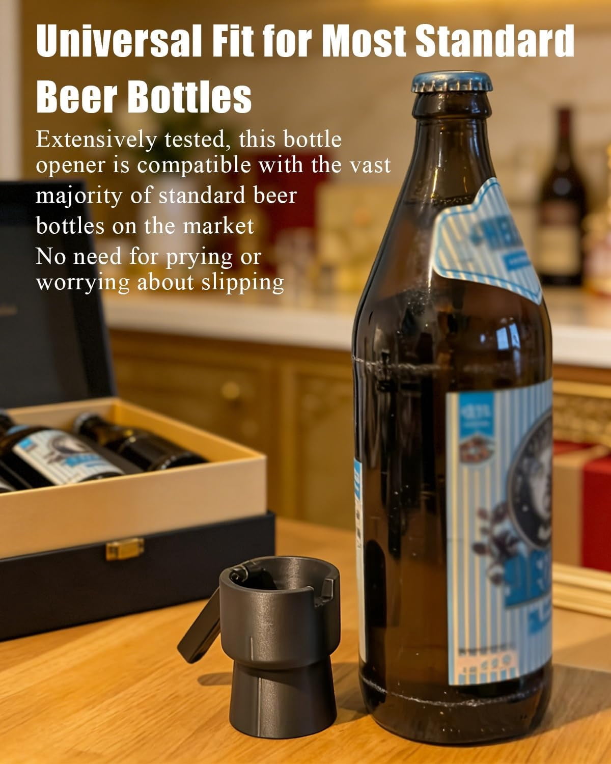 Bottle Cap Launcher with Opener - 3D Printed Push Down Bottle Opener That Shoots Caps, Funny Beer Opening Tool for Party, Home Bar, Picnic, Camping & Kitchen, Novelty Gift for Men