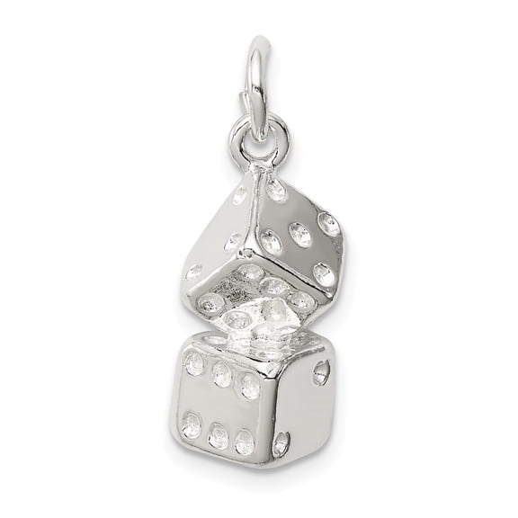 Diamond2Deal 925 Sterling Silver Large Dice Charm Pendant for Women