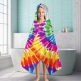 thumbnail image 6 of Colorful Rainbow Tie Dye Spiral Pattern Hooded Bath Towel，60"x35" for Ages 3 To 12 Kids, Quick Dry Lightweight Soft Microfiber Hood Beach Towel Cover Up for Kids, 6 of 7