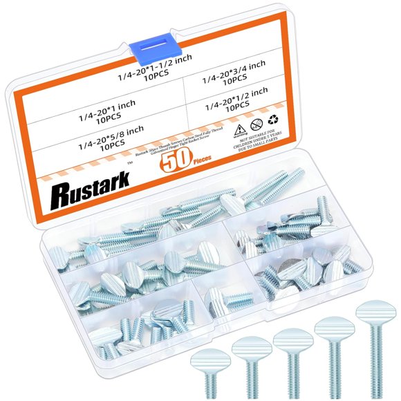 shiyou-50Pcs 5 Sizes Carbon Steel Thumb Screws Assortment Kit Rack Screws Finger Tight Racket Screw for Machinery Electrical Appliances