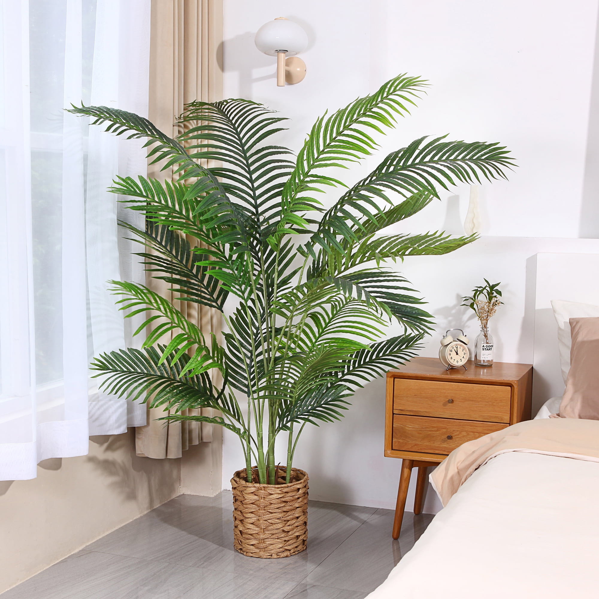 Artificial Areca Palm Tree 6 Feet Fake Palm Plants with 20 Trunks Faux Tree for Indoor Outdoor