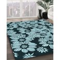 thumbnail image 3 of Ahgly Company Machine Washable Indoor Rectangle Transitional Blue Lagoon Blue Area Rugs, 7' x 9', 3 of 7