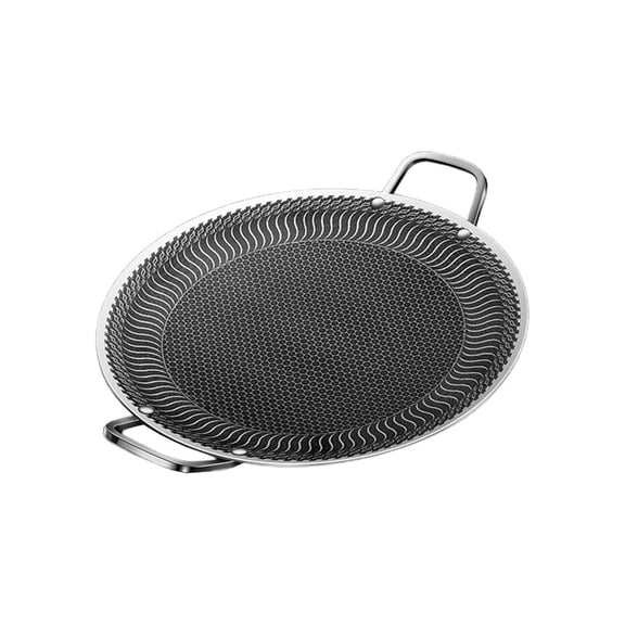 SDFGTstore Fryings Pans Round BBQ Griddle with Handle Barbecues Tray Nonstick Grills Pans