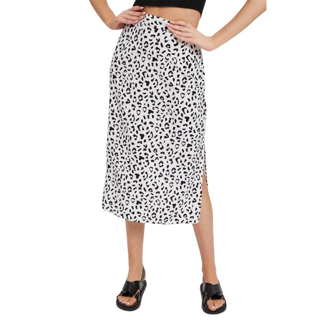 Falda Larga Casual Falda básica con estampado de leopardo de cintura alta para mujer estilo Sexy traje de fiesta de noche holgado Cgtredaw Para estrenar