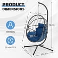 thumbnail image 3 of LHBcraft Hanging Egg Chair with Stand - 350lbs Capacity, Waterproof PE Rattan, Foldable Seat with Cushion for Outdoor Patio & Indoor Living Room, 3 of 8