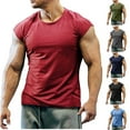 thumbnail image 5 of Ruimatai Men's Sleeveless T-shirt Gym Muscle Solid Tank Top Casual Sports Round Neck T-shirt Tank Top/shirt Blouses, 5 of 8