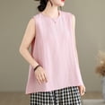 thumbnail image 4 of Bixock Tank Tops for Womens Sleeveless Blouse Solid Color Crew Neck Loose Pullover Irregular Back Split Casual Shirt Daily Top Beach Vacation Summer Clothes, 4 of 6