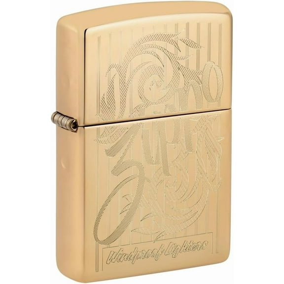 Zippo Lighter - Customized Message Brass High Polish Brass Pocket Lighter 46568