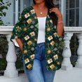 thumbnail image 7 of Women's Casual and Fashionable Christmas Printed Lightweight Mid-Length Jacket Cardigan, for Spring and Fall Wear,Dark Green,2XL, 7 of 7