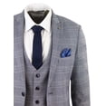 thumbnail image 5 of Mens Marc Darcy 3 Piece Suit Grey Prince Of Wales Blue Check Vintage Retro, 5 of 6