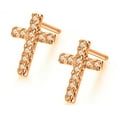 thumbnail image 3 of 2 Ct Cubic Zirconia Stud Earrings, 24k Rose Gold Women Plated by Paris Jewelry, 3 of 4