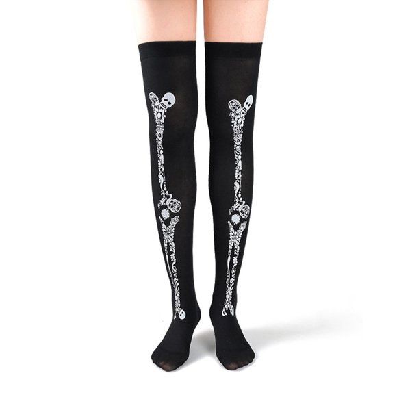 FhsagQ Chaussettes Femmes Chaussettes Cosplay Chaussettes Amusantes pour Femmes Longues Chaussettes en Soie au-Dessus du Genou Chaussettes à Tige Haute Chaussettes Imprimées Squelette Os Chaussettes Femmes Chaussettes Femmes Chaussettes Noires Chaussettes Blanches Taille Unique