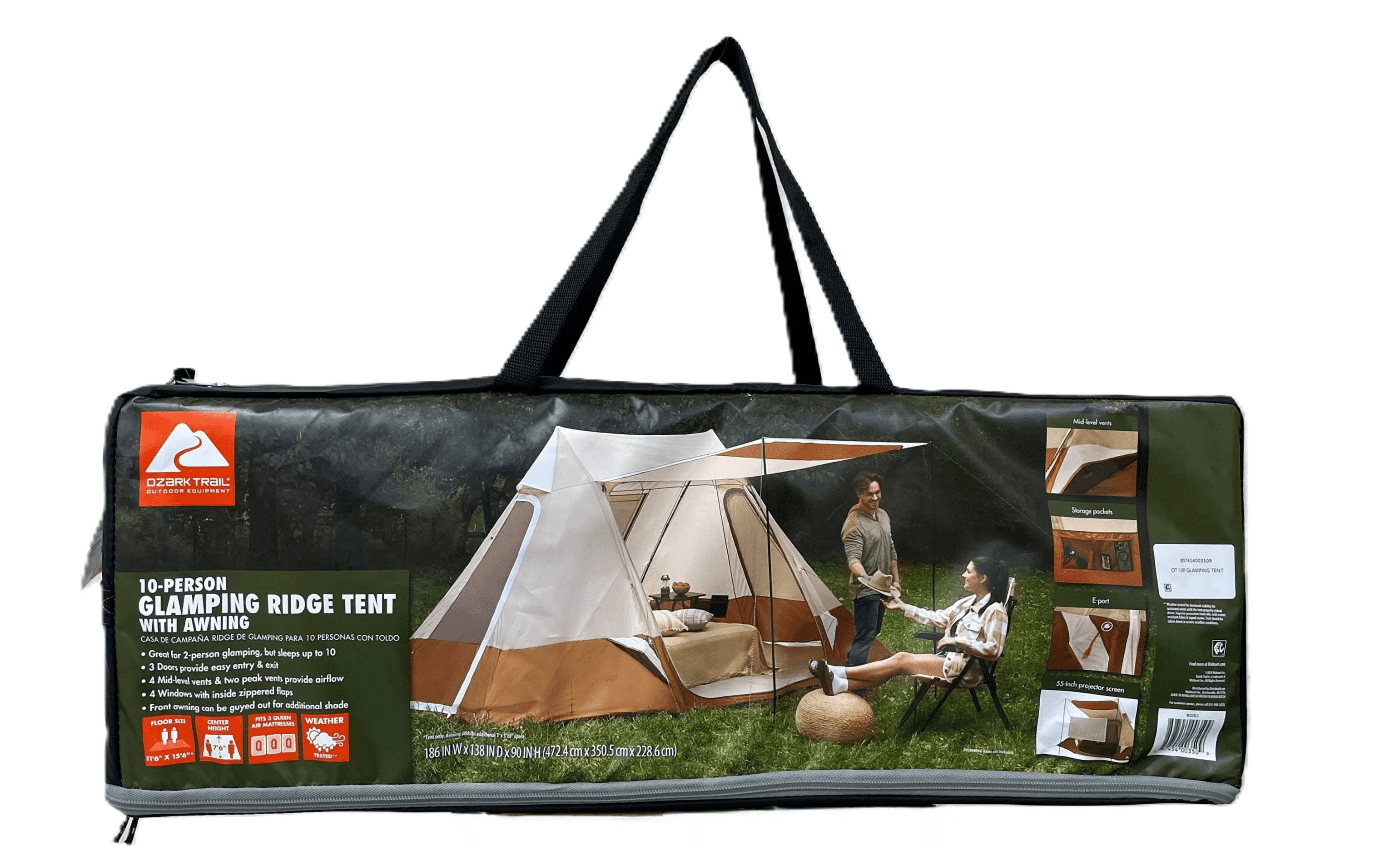 Ozark Trail 10 Person Glamping Ridge Tent with Awning