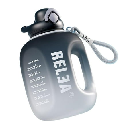 

Water Bottle with Straw Portable Jug for Sports Travel Cycling Black Gray