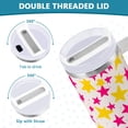 thumbnail image 3 of Yayeee 30oz Double-Wall Insulated Stainless Steel Tumbler with Handle Bottle, Beige Stars, 3 of 8