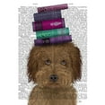 thumbnail image 2 of Fab Funky 15x18 Gold Ornate Wood Framed with Double Matting Museum Art Print Titled - Labradoodle, Brown, and Books, 2 of 4