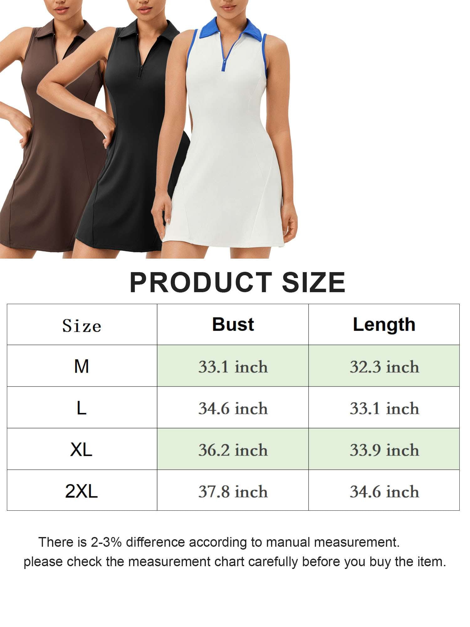 PULLIMORE Tennis Dress for Women, Sleeveless Tennis Golf Dresses, Zip Up Polo Active Exercise Athletic Dresses (White,2XL)