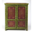 thumbnail image 2 of Beaumont Lane Boho Chic Traditional Wood Hand Painted Chest in Green/Red, 2 of 6