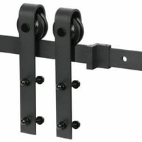 SuperDeal 6.6' Sliding Barn Doors Track Pulley Hardware Kits Modern Black