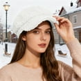 thumbnail image 2 of Bibifish Womens Beret Hat Cream Shearling Newsboy Cap Fluffy Soft Detail Warm Adjustable Casual Fall Winter & Daily Stylish Ladies Cap, 2 of 4